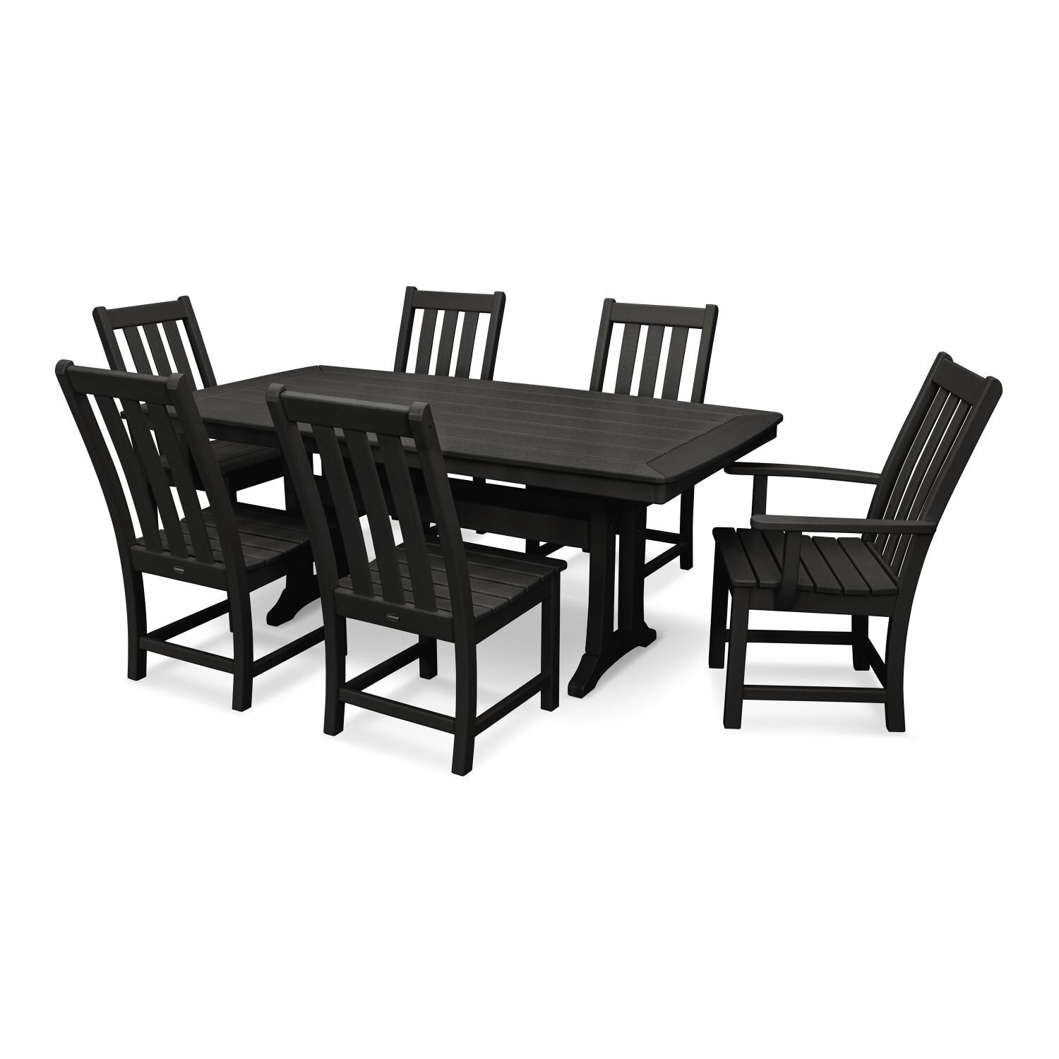 POLYWOOD PWS343-1-BL Vineyard 7-Piece Nautical Trestle Dining Set thumbnail