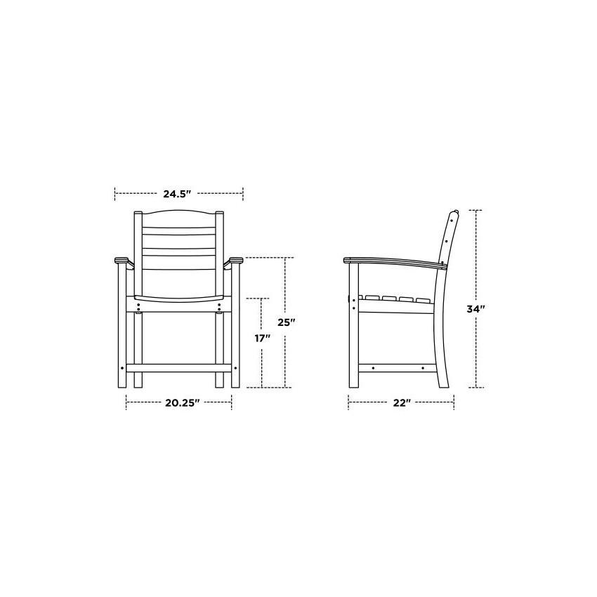 POLYWOOD La Casa Cafe Black 7 Piece Farmhouse Trestle Dining Set - Arm Chair Dimensions thumbnail