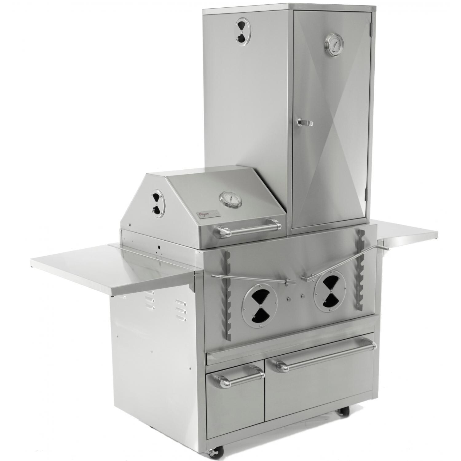 Cajun Grill Combeaux 36-Inch Stainless Steel Vertical Offset Charcoal Smoker - PGI-950SS