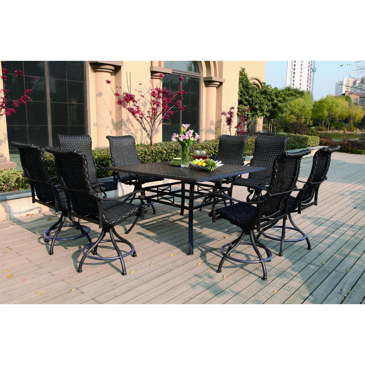 Darlee Victoria 8-person Resin Wicker Counter Height Patio Dining Set thumbnail