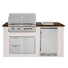 BBQGuys.com 6 Ft BBQ Island With Blaze LTE2 32-Inch Propane Gas Grill, Door/Drawer Combo, Outdoor-Rated Compact Refrigerator & Side Burner - Greige/Brown - LTEDDC4.1SBLP-6SBVP4PGCB image
