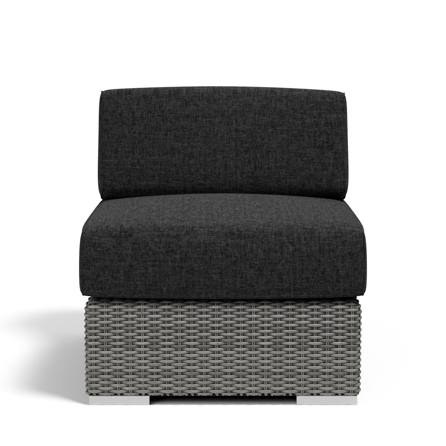 Sunset West - 1802-AC-48085 - Emerald II Resin Wicker Armless Patio Club Chair W/ Sunbrella Spectrum Carbon Cushions - Front View thumbnail