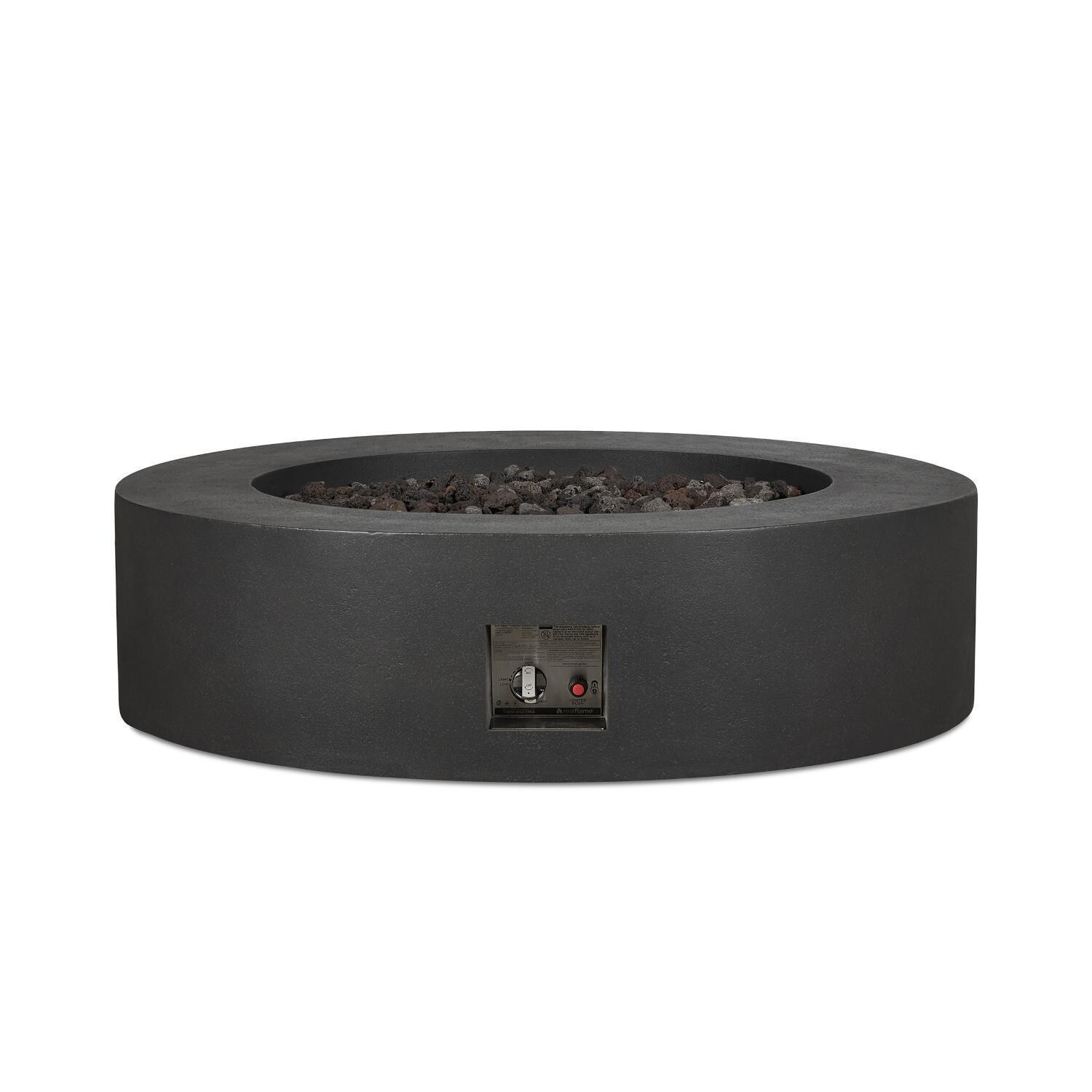 Hillview Bay 2715LP-CBN 43 Inch Round Glass Fiber Reinforced Concrete Propane Fire Pit Table in Carbon by BBQGuys Signature - Control Panel - Detail thumbnail