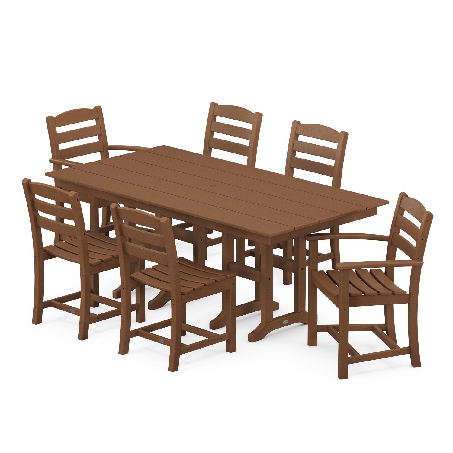 POLYWOOD La Casa Cafe Teak 7 Piece Farmhouse Dining Set thumbnail