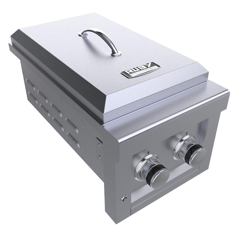 Sunstone SUN13VDB-LP Ruby Series 13 Inch Propane Slide in Versa Double Burner Removable Cover W/LED Accent Light - Angled thumbnail