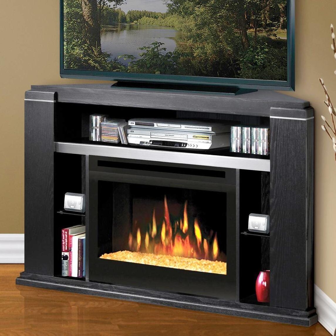 Dimplex Cloverdale 49 Inch Corner Electric Fireplace Media Console Dimplex Cloverdale 49 Inch Corner Electric Fireplace Media Console With Glass Embers Black