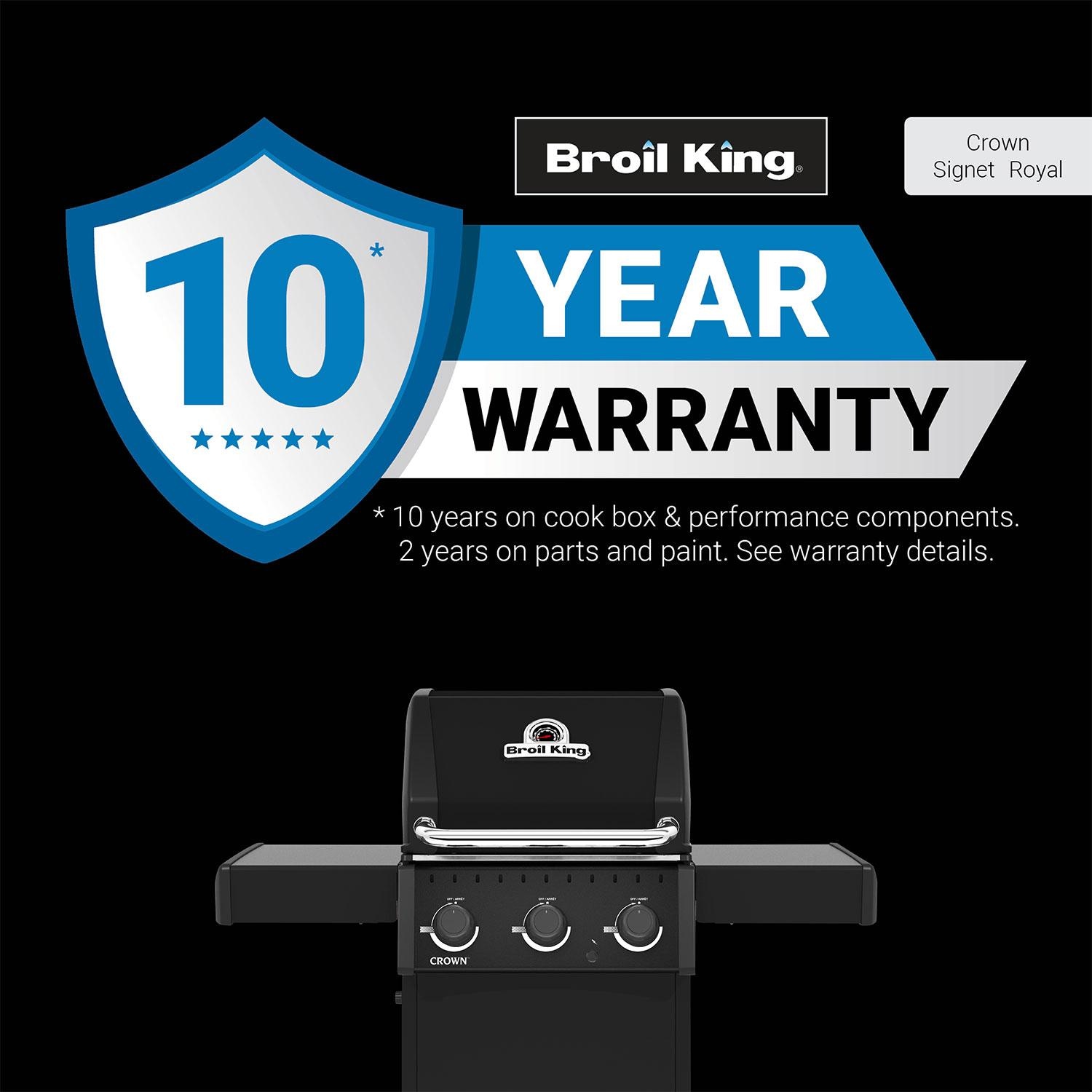 Broil King 864057 Crown 310 Shadow 3 Burner Natural Gas Grill - Black - Warranty Badge - Detail thumbnail