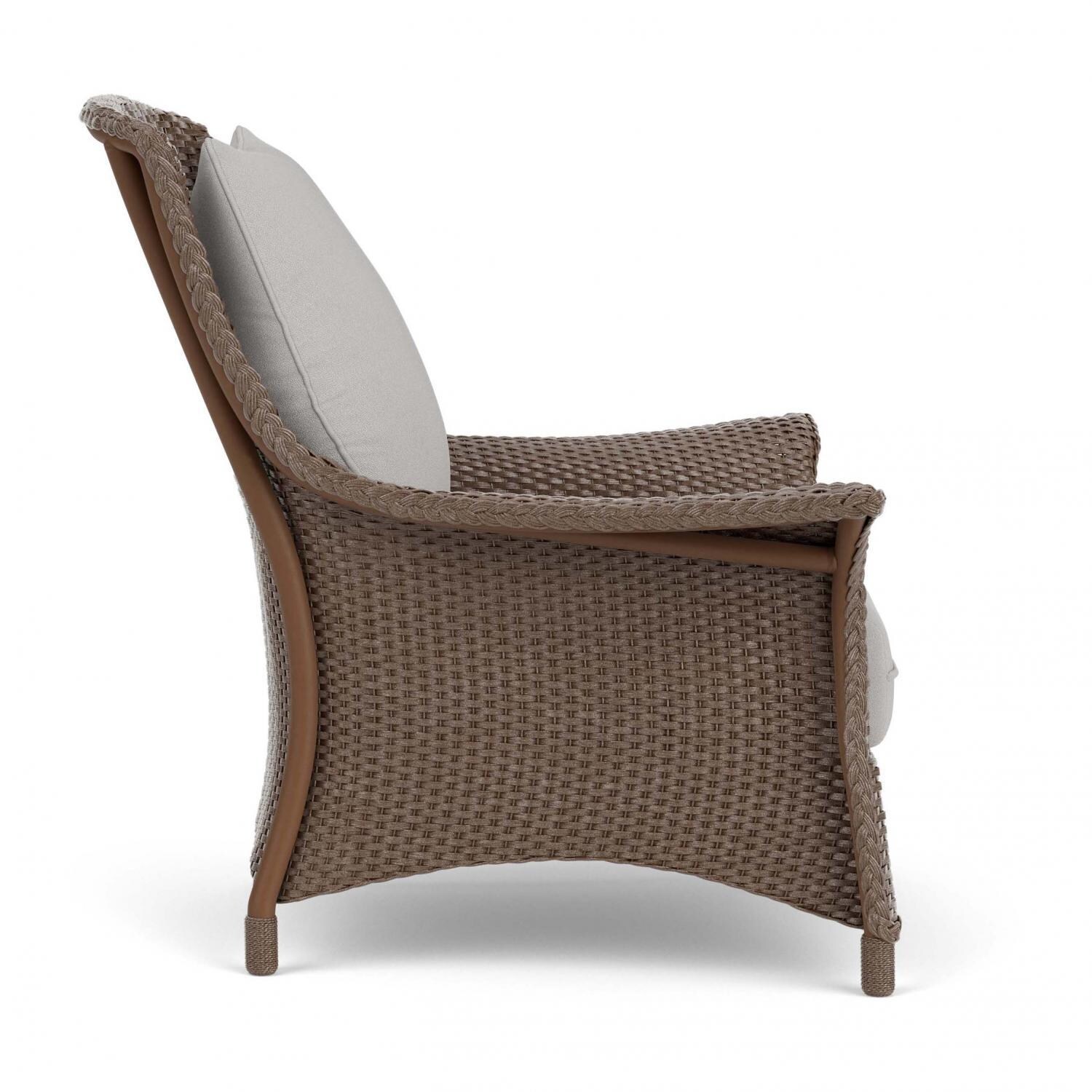 Lloyd Flanders Mandalay Lounge Chair in Bark Finish with Tundra Dove Fabric - Side thumbnail