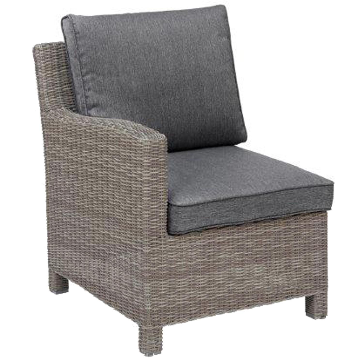 Palma 7 Pc Wicker Sectional Set in Rattan / Canvas Coal - Left Arm Chair - White Background thumbnail