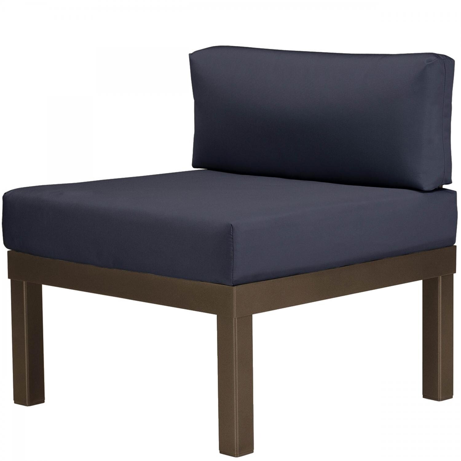 Ashbee Aluminum Sectional Armless Club Chair in Textured Kona/Indigo by Telescope Casual