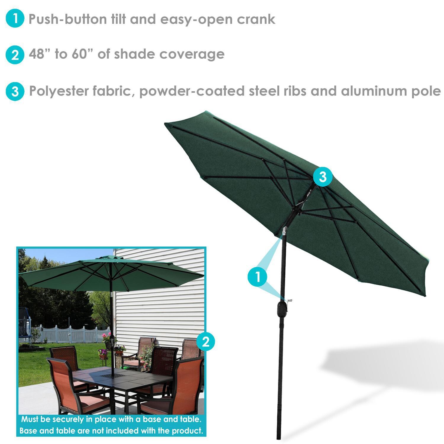 Ultimate Patio 9 Ft. Octagonal Patio Umbrella W/ Crank Lift - Green - Overview thumbnail