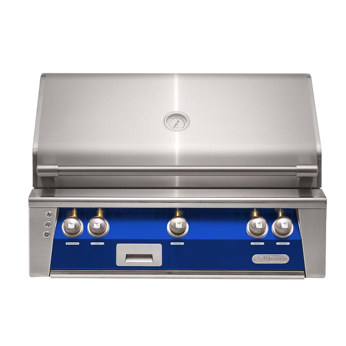 Alfresco ALXE 36-Inch Built-In Propane Grill With Sear Zone And Rotisserie in Ultramarine Blue - ALXE-36SZ-LP-S5002