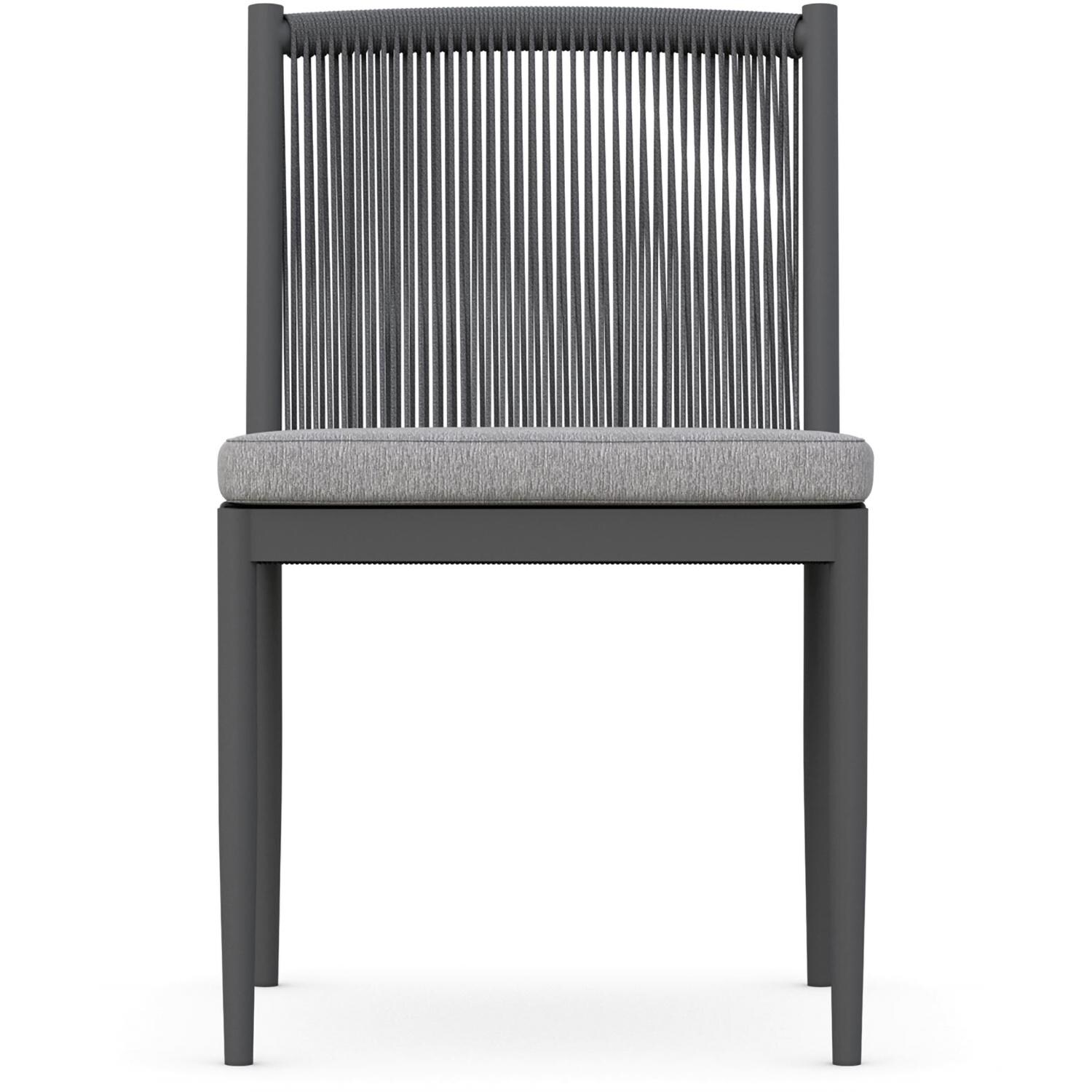 Azzurro Living Catalina Woven Rope Armless Dining Chair in Ash/Fog - Front - White Background thumbnail