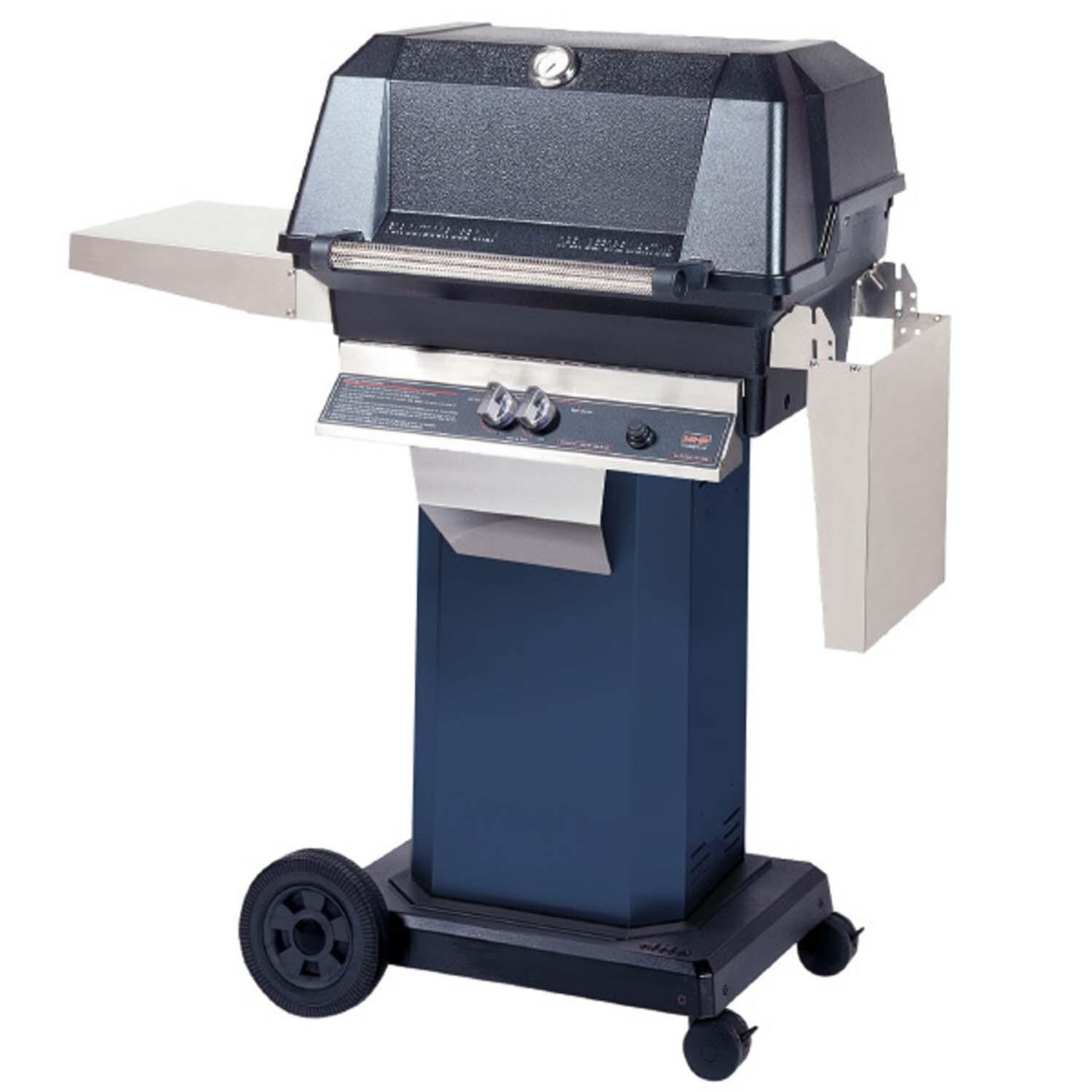 MHP WNK Natural Gas Grill w/Sear Magic Grids on Chicago Blues Grill Column & Portable Base w/ Locking Casters - White Background thumbnail