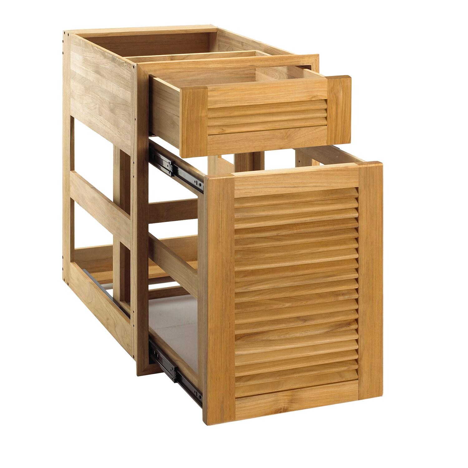 Pacific Teak 18 Inch Louvered Drawer/Pullout Combo - Open thumbnail