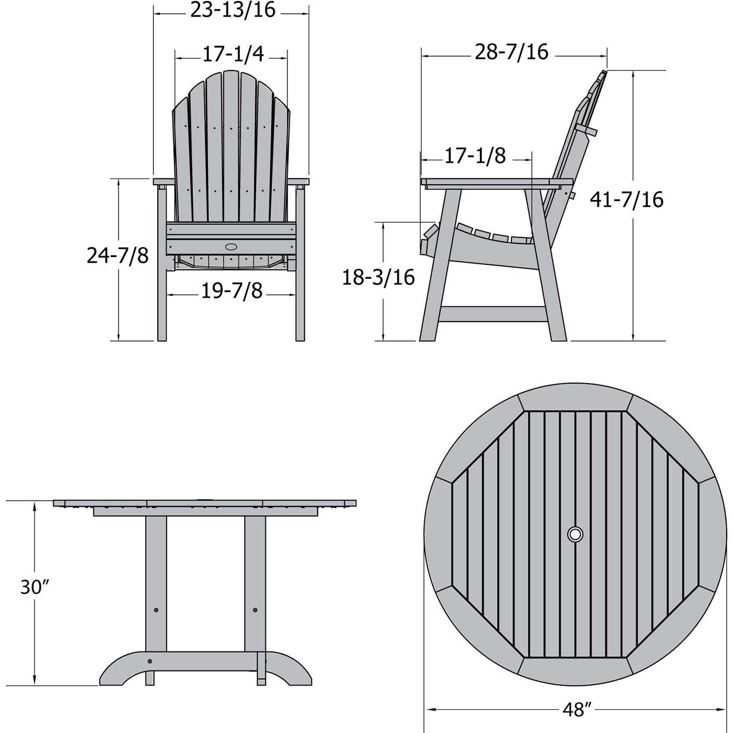 Dream Bay 5 Pc Set Recycled Plastic Dining Set In Weathered Acorn By Lakeview - Dimensional thumbnail