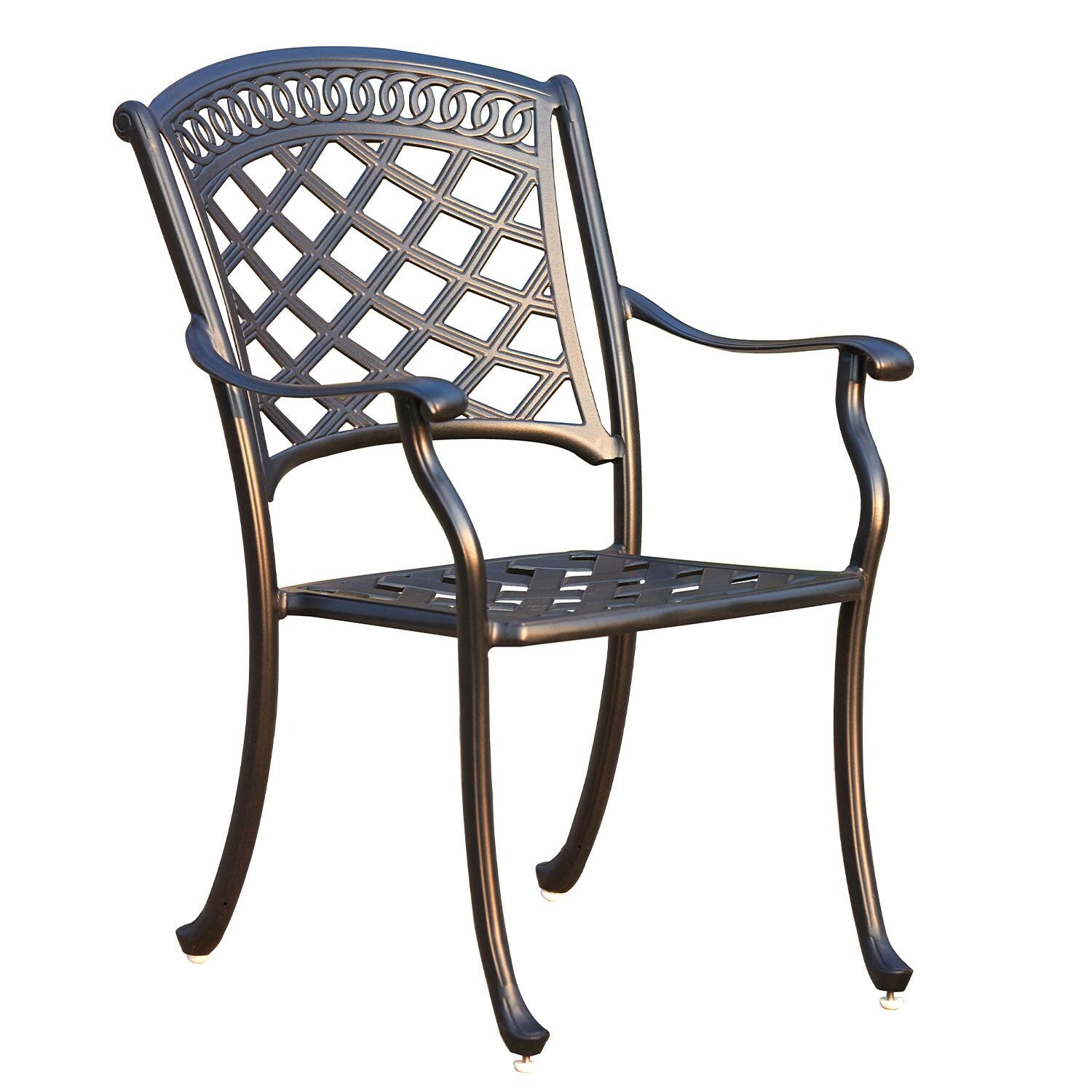 Darlee Sedona Dining Arm Chair W/ Beige Canvas Polyester Cushion - Dining Chair - Cushions Removed - White Background thumbnail