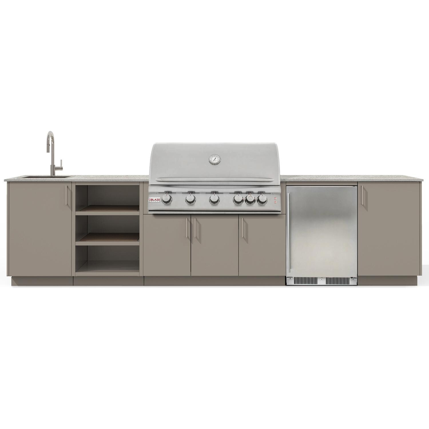 Urban Bonfire Eclipse 40 Outdoor Kitchen w/ Blaze LTE Natural Gas Grill, Sink, Refrigerator, Keon Dekton Countertop & Clay Finish - B-Eclipse-40-Blaze-Keon-Clay