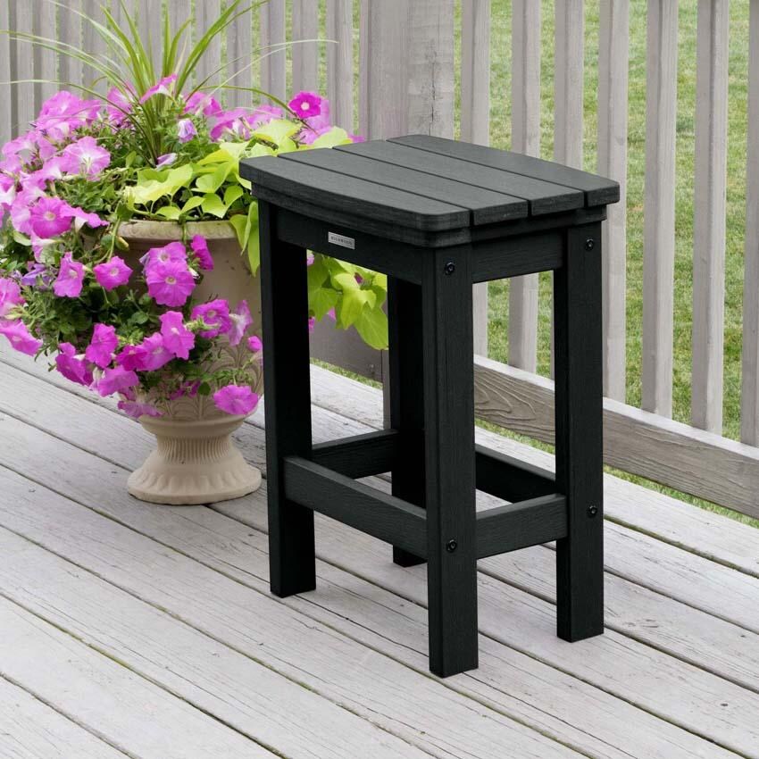 Hart Lane Polyresin Bar Stool Counter Height in Black By Lakeview Outdoor Designs - Angled - Lifestyle thumbnail
