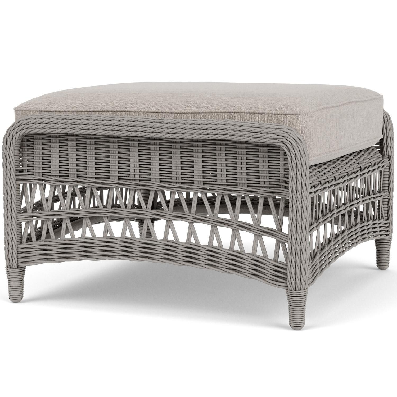 Lloyd Flanders Mackinac Ottoman in Putty Finish with Remy Cloud Fabric - Right Side thumbnail