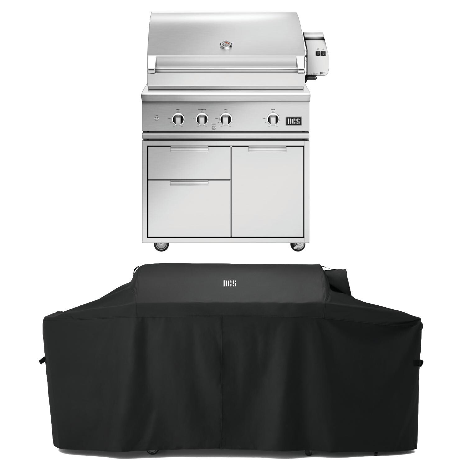 DCS Series 9 36-Inch Propane Gas Grill With Rotisserie W/ Cart & Grill Cover - BE1-36RC-L