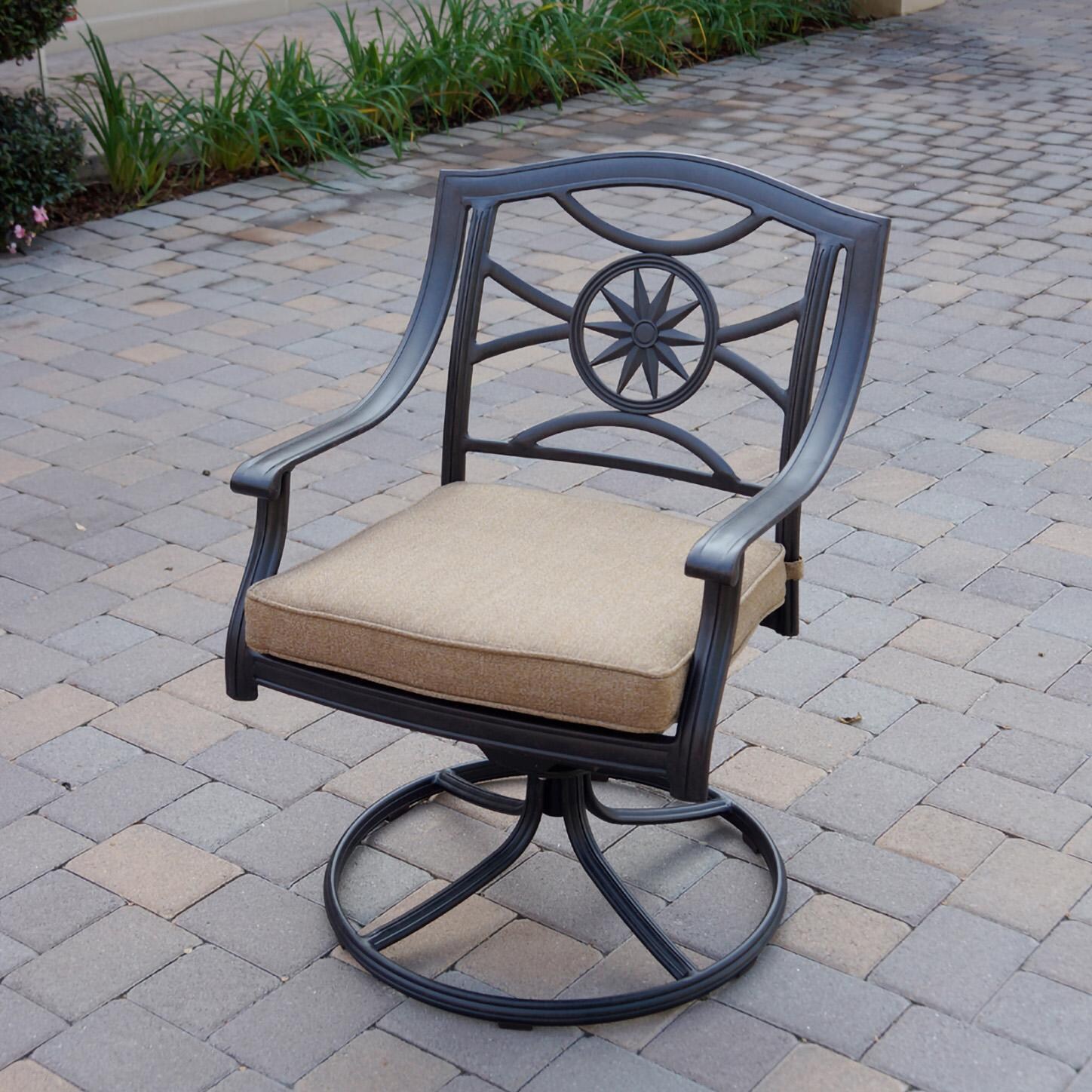 Darlee B/DL503-9PCAR-30W Ten Star 9 Pc Cast Aluminum Dining Set in Antique Bronze - Swivel Rocker - Lifestyle thumbnail