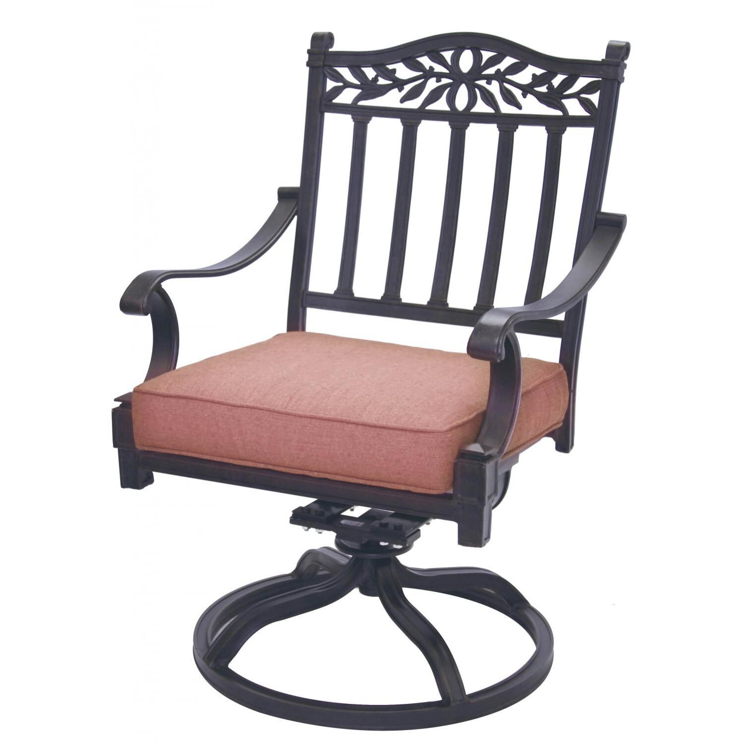 Darlee Charleston Cast Aluminum Patio Swivel Rocker Dining Chair