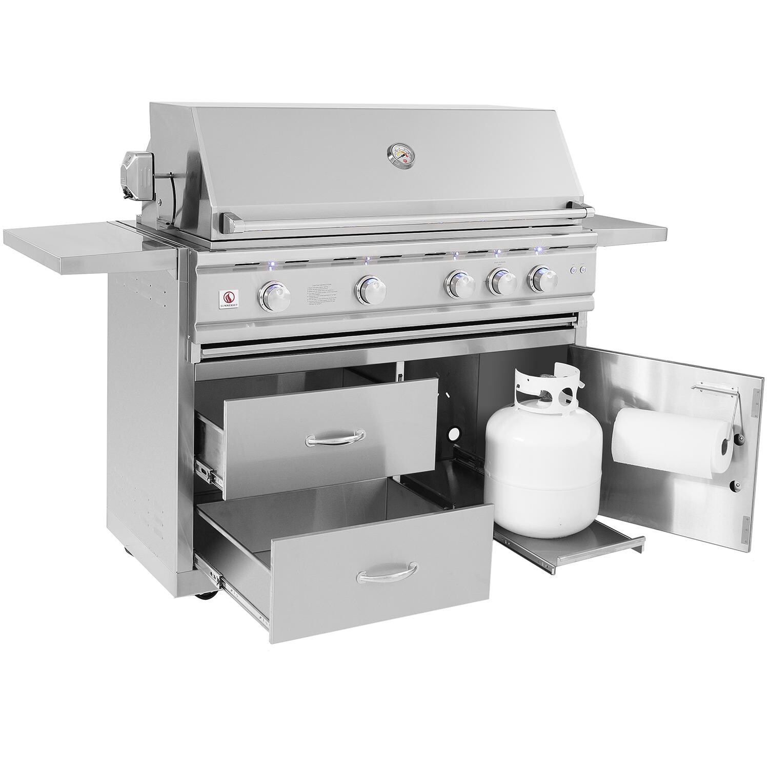 Summerset SIZPRO40-LP Sizzler Pro 40-Inch 5-Burner Propane Grill With Rear Infrared Burner - Doors Open thumbnail