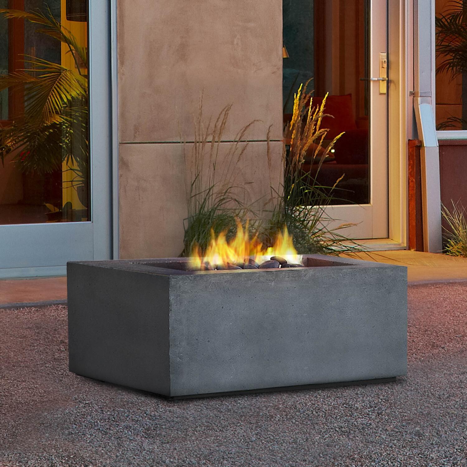 Real Flame Baltic 36-Inch Square Natural Gas Fire Pit Table - Glacier Gray - T9620NG-GLG