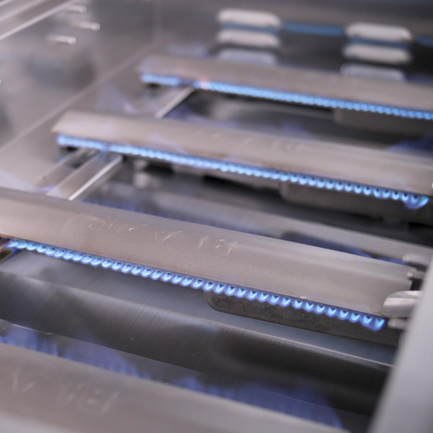 Blaze Cast Stainless Steel Burner Lit In Grill thumbnail