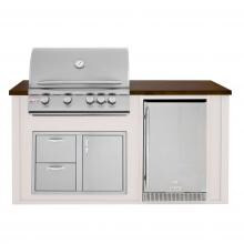 BBQGuys.com 6 Ft BBQ Island With Blaze 32-Inch Propane Gas Grill, Door/Drawer Combo & Outdoor-Rated Compact Refrigerator - Greige/Brown - BLZDDC4.1LP-6VP4PGCB image