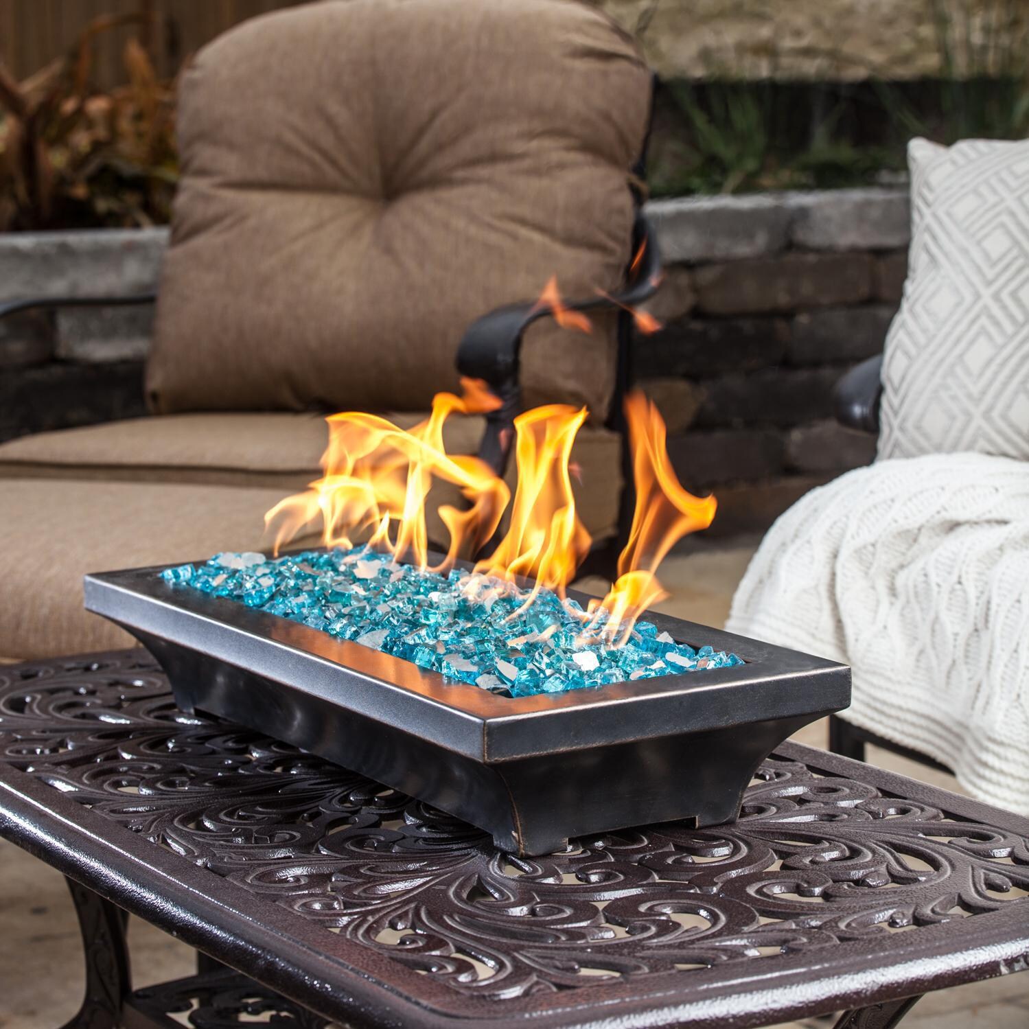 BBQGuys Signature Lavelle 18-Inch Table-Top Propane Fire Pit - Oil Rubbed Bronze (Ships as Natural Gas w/ Conversion Kit)