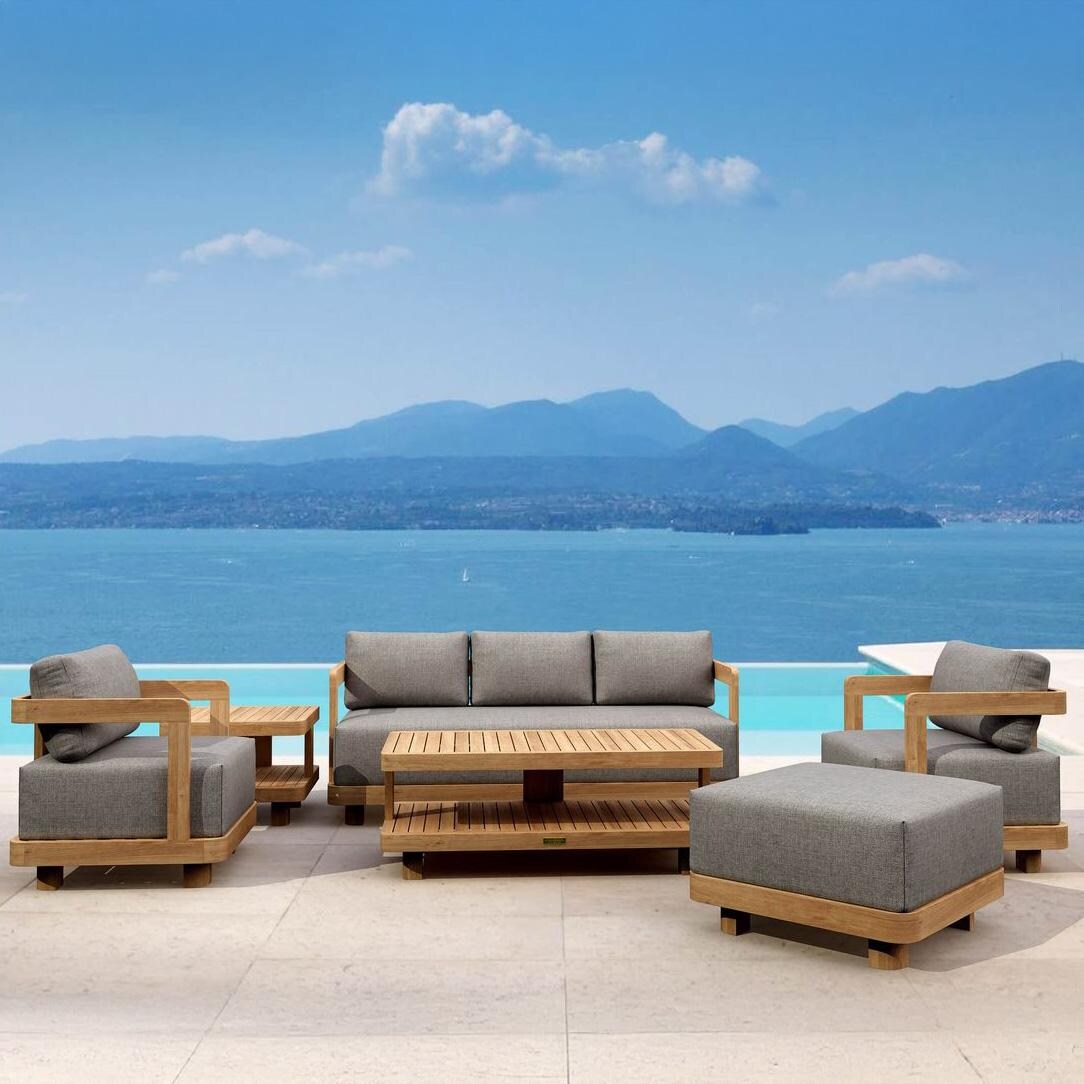 Conde Coastal 6 Pc Teak Seating Set in Cast Slate by Lakeview Outdoor Designs - Lifestyle thumbnail