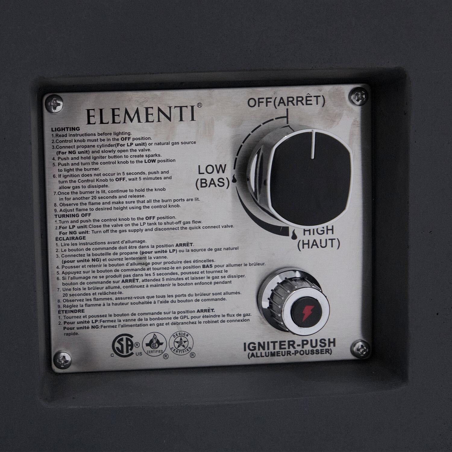 Elementi OFG311DG-LP Pacaya 43-in Liquid Propane Concrete Fire Table with Hidden Tank in Dark Grey - Control System - Detail thumbnail