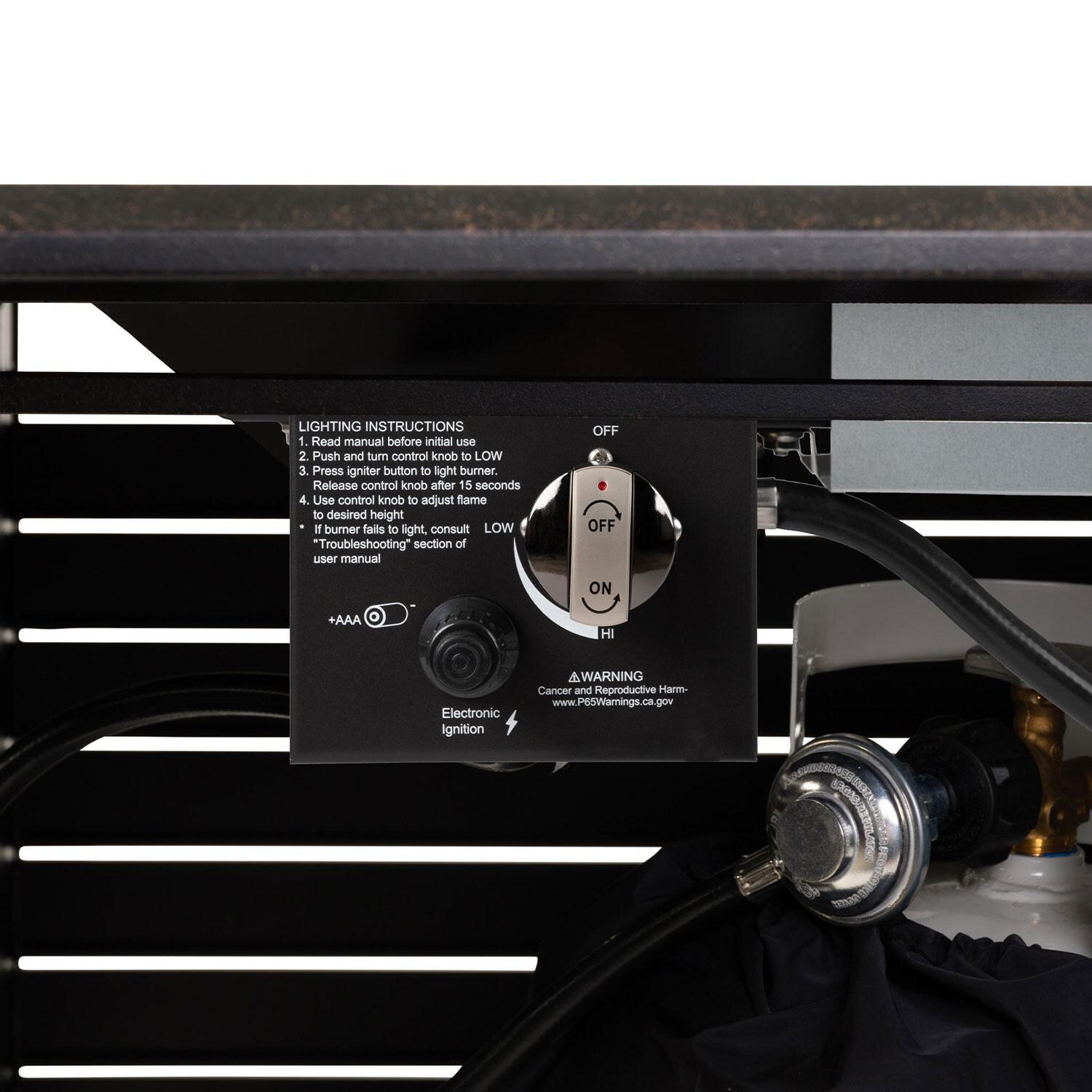 Haven Bay 35-Inch Propane Gas Fire Pit Table By Ultimate Patio - Antique Bronze - 61898 - Propane System - Detail thumbnail