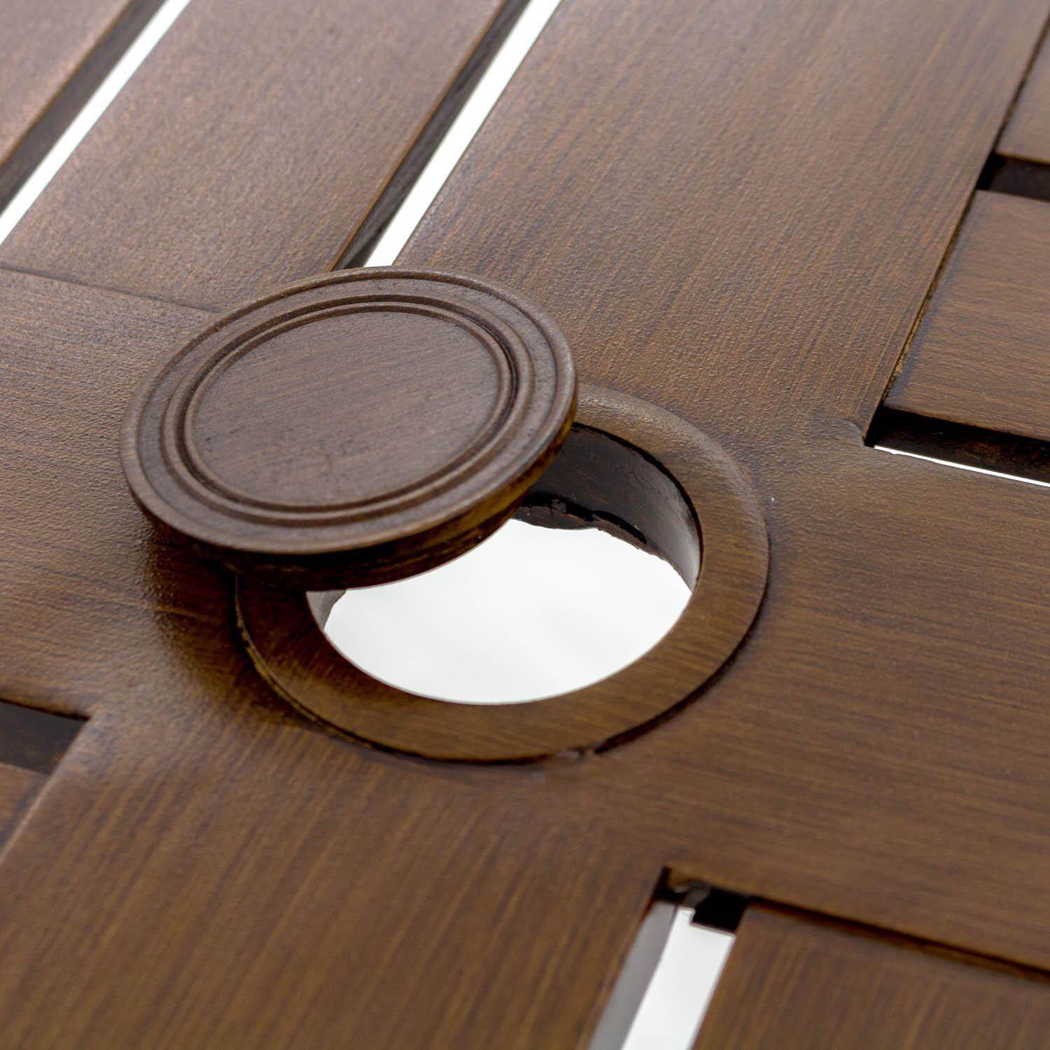 Arabella Aluminum Patio Dining Table W/ Slat Top - Umbrella Hole thumbnail