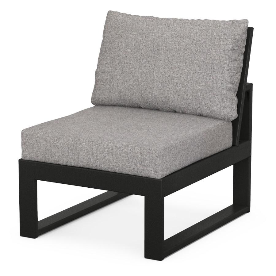 POLYWOOD EDGE 5-Piece Modular Deep Seating Set in Black / Grey Mist - Armless Chair thumbnail