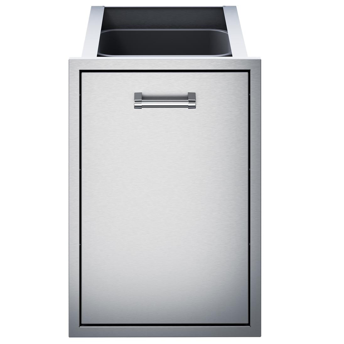 Delta Heat DHTD182T-B 18-in Roll-Out Stainless Steel Double Trash Bin - White Background thumbnail