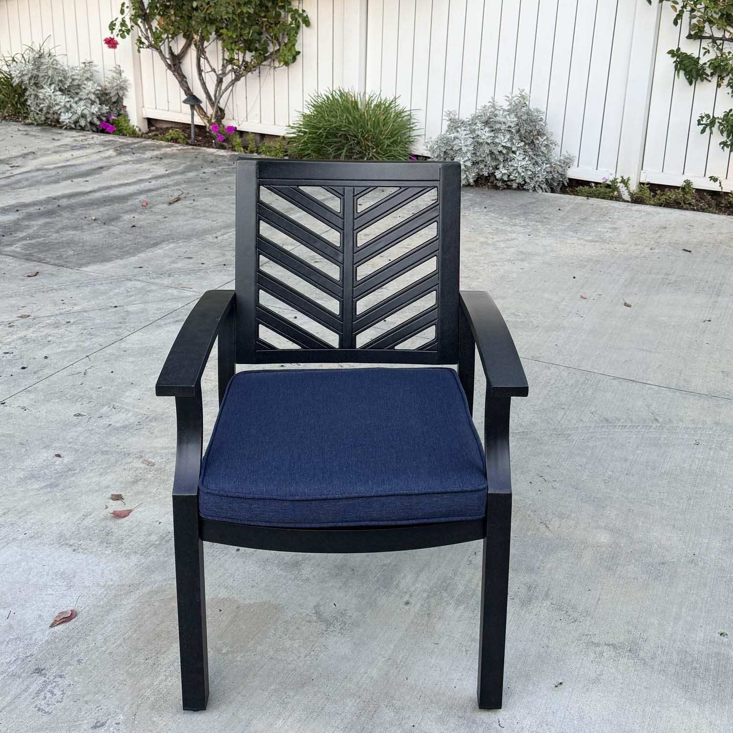 Palm Springs Aluminum 2 Pc Dining Arm Chair Set in Antique Bronze/Navy by Darlee - Single Chair - Lifestyle thumbnail