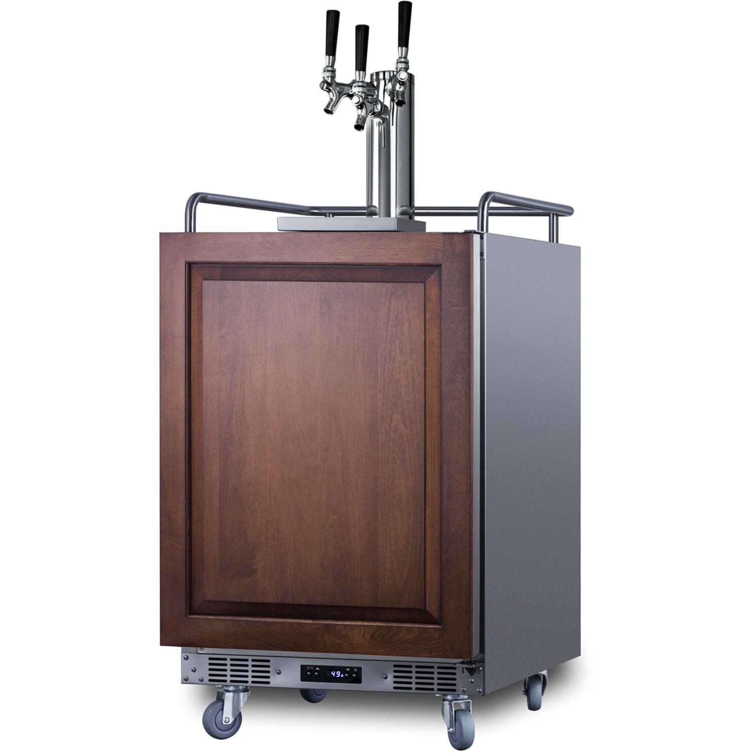 Summit SBC682PNRTRIPLE 24-Inch 5.6 Cu. Ft. Built-In Kegerator - Custom Panel - Angled On Casters thumbnail