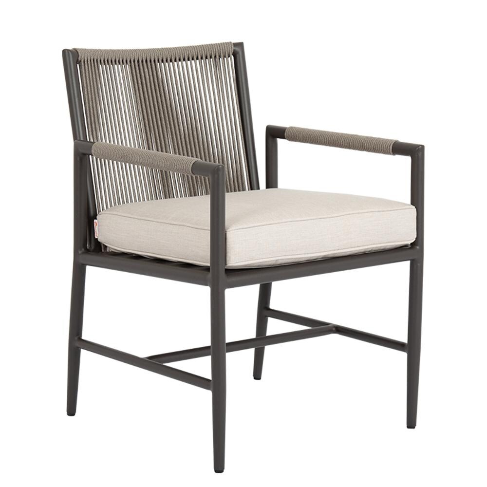 Sunset West Pietra Rope & Aluminum Patio Dining Chair W/ Sunbrella Echo Ash Cushion image