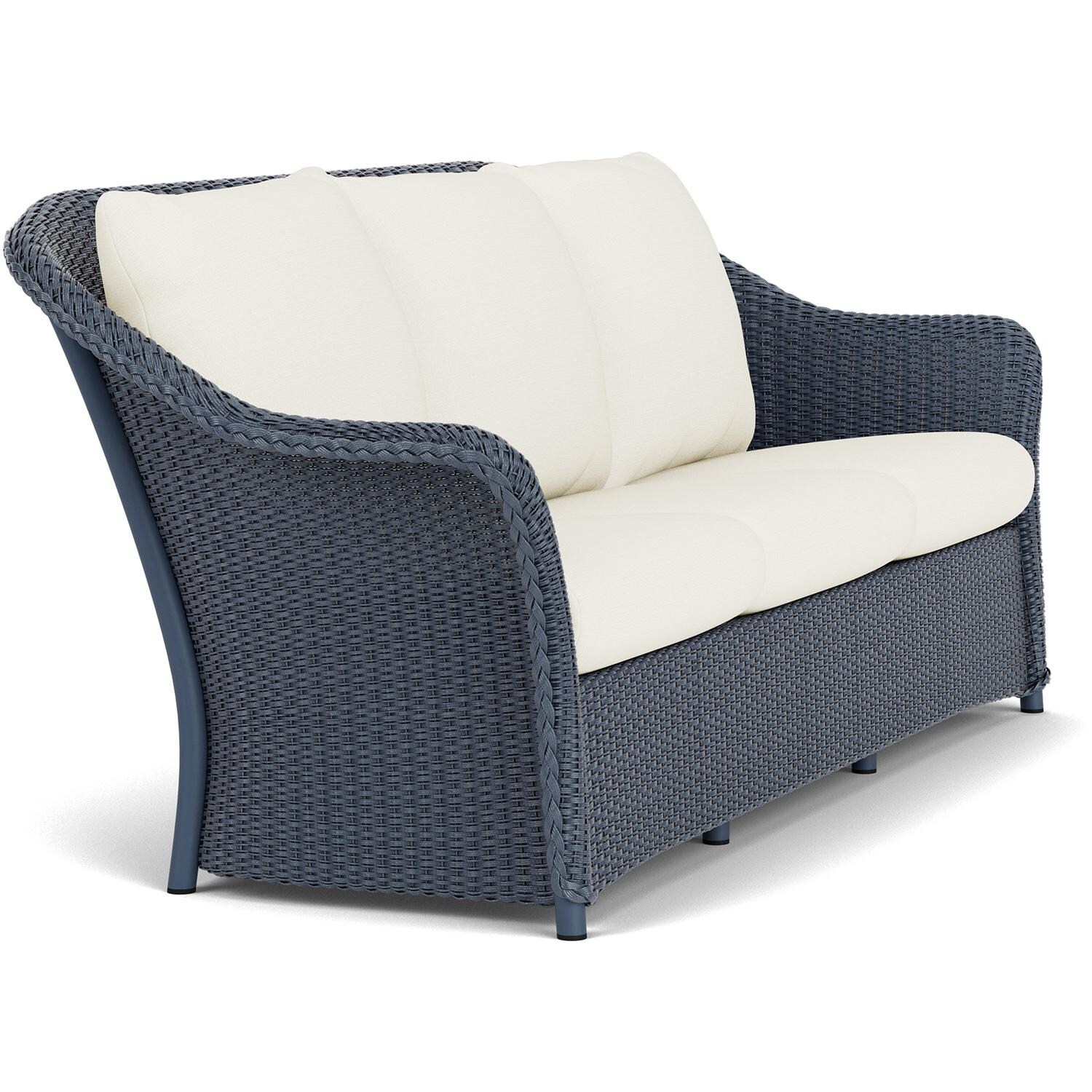 Lloyd Flanders Weekend Retreat Sofa in Denim Blue Finish W/ Sailcloth Salt Fabric - Angled thumbnail