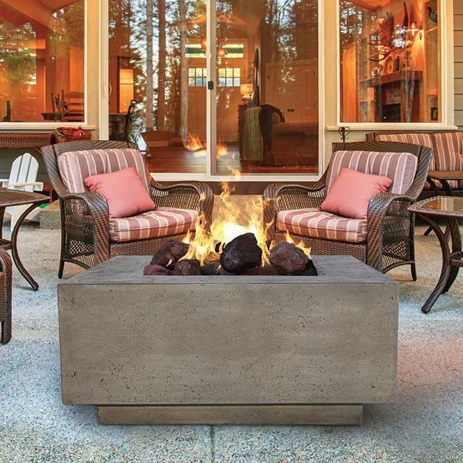 Tavola 3 48-in Square GFRC Natural Gas Fire Pit in Pewter by Prism