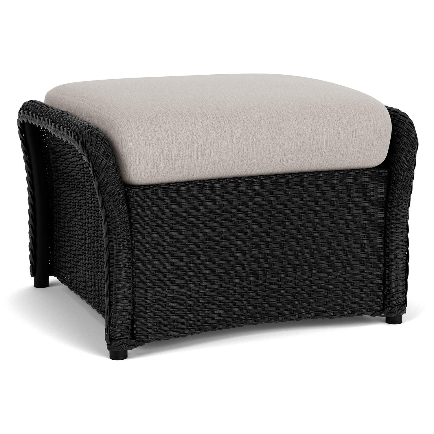 Lloyd Flanders Weekend Retreat Woven Ottoman in Ebony Finish W/ Remy Cloud Fabric - Back Left thumbnail