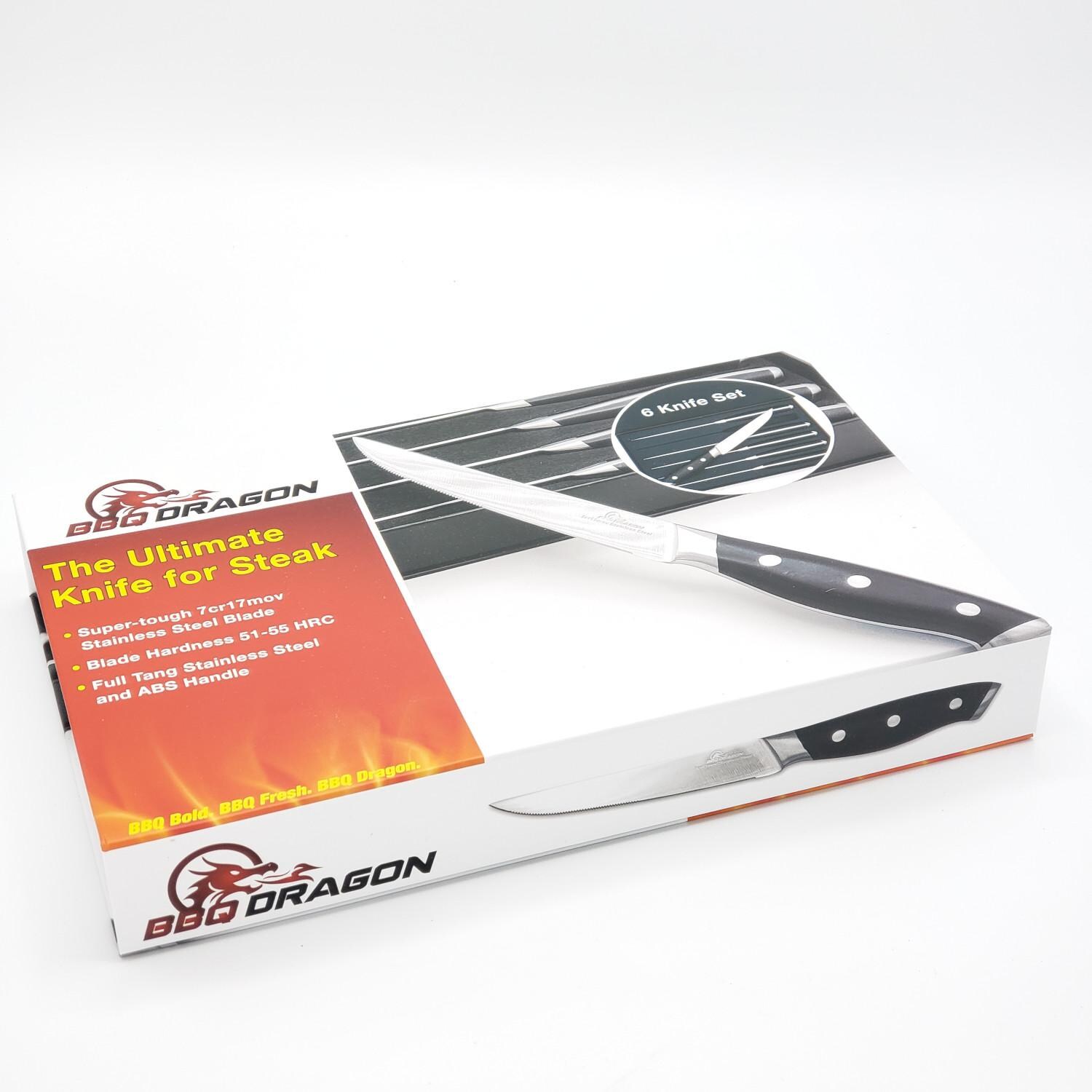 BBQ Dragon BBQD470 6-Piece Ultimate Steak Knife Set - Storage Case Open thumbnail