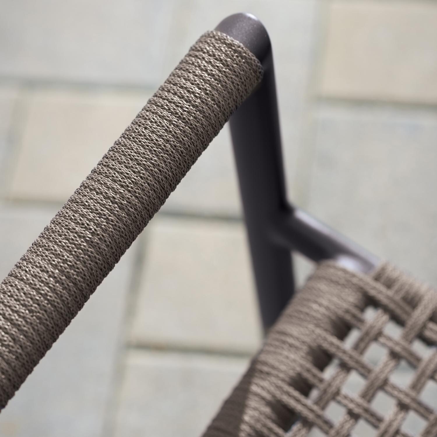 Oxford Garden Eiland Composite Cord & Aluminum Club Chair in Carbon - Arm Detail thumbnail
