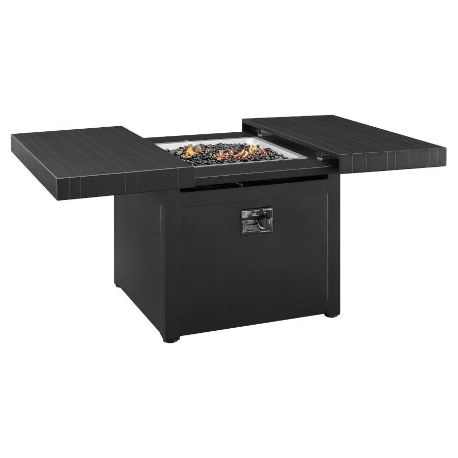 Plank and Hide 34 inch Square Functional Fire Pit Table in Black Iron - Black 90003-BLA-1-BLA-3 - Open thumbnail