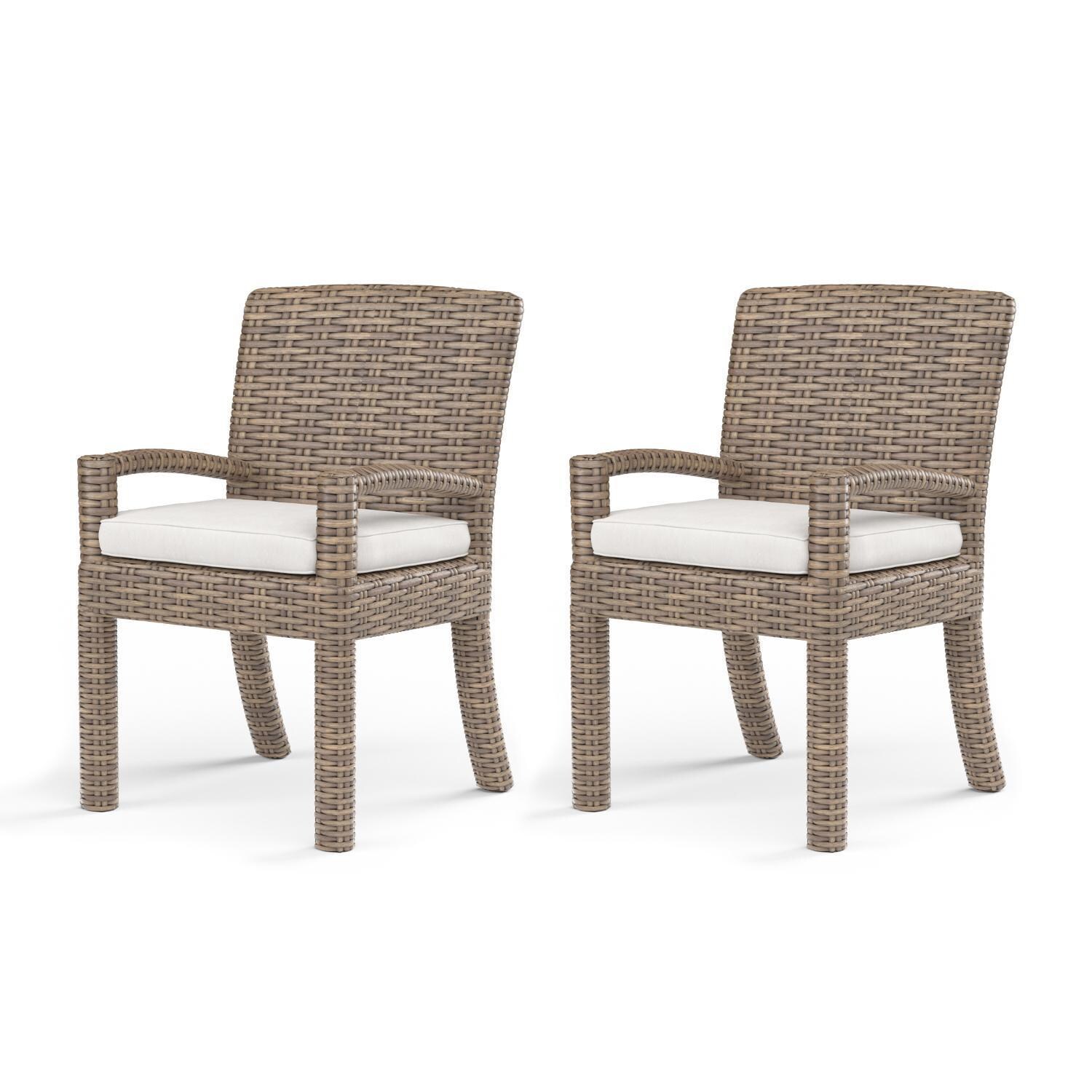 Sunset West - 1701-1-5492 (2) - Havana 2 Piece Resin Wicker Patio Dining Chair Set W/ Sunbrella Canvas Flax Cushions - White Background thumbnail