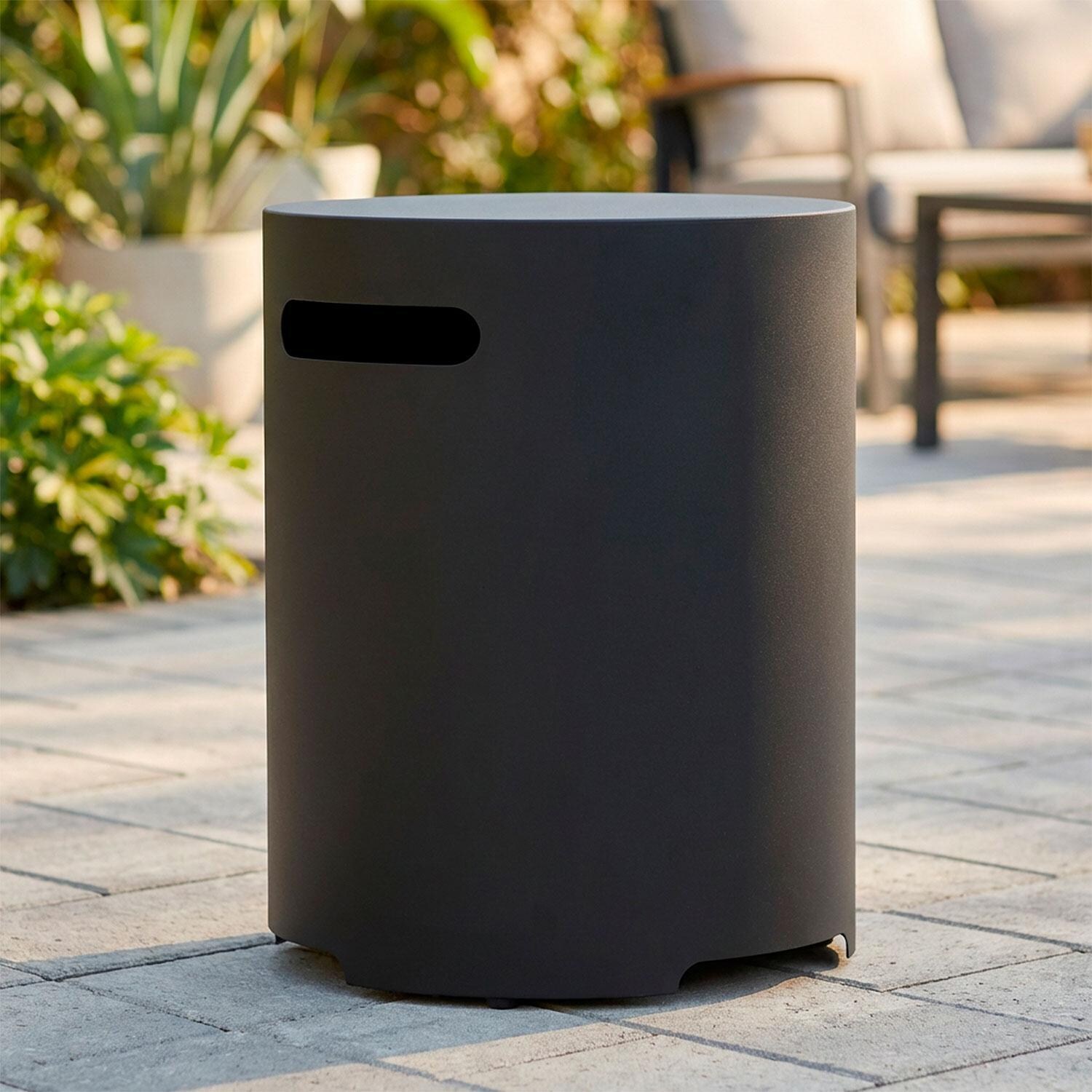 20-in Round Metal Propane Tank Cover in Black by Lakeview Outdoor Designs - Lifestyle thumbnail