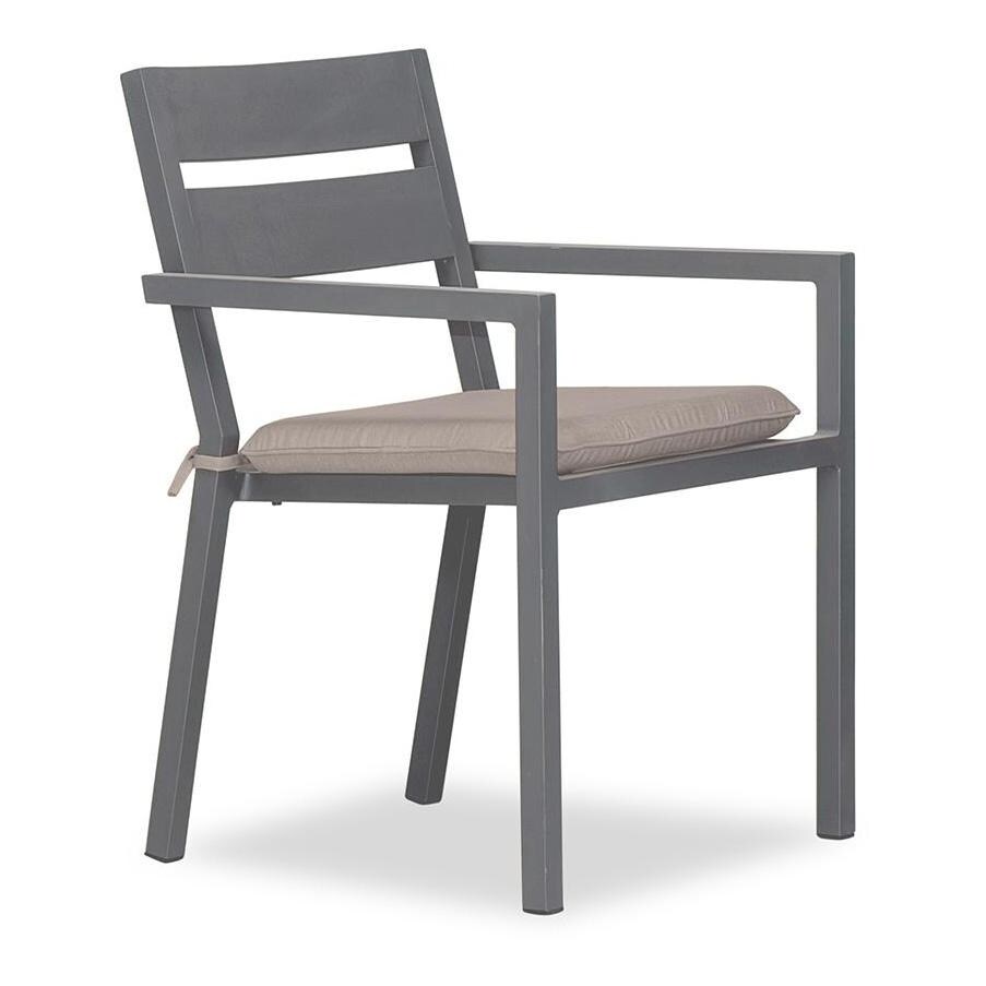 Calm Bay Aluminum Dining Arm Chair in Slate/Canvas Flax by Lakeview Outdoor Designs - White Background thumbnail